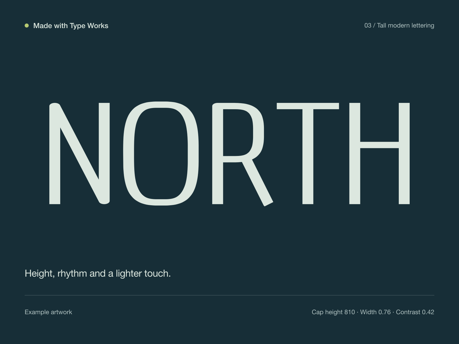 NORTH wordmark with tall letters and contrasting stroke widths.