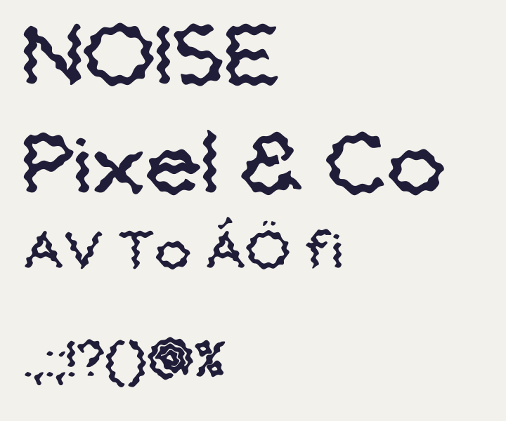 Sample words rendered from an exported font with liquid, wavy letter outlines.