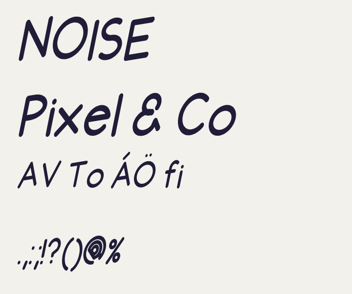 Sample words rendered from an exported font drawn at a three quarter tilt.